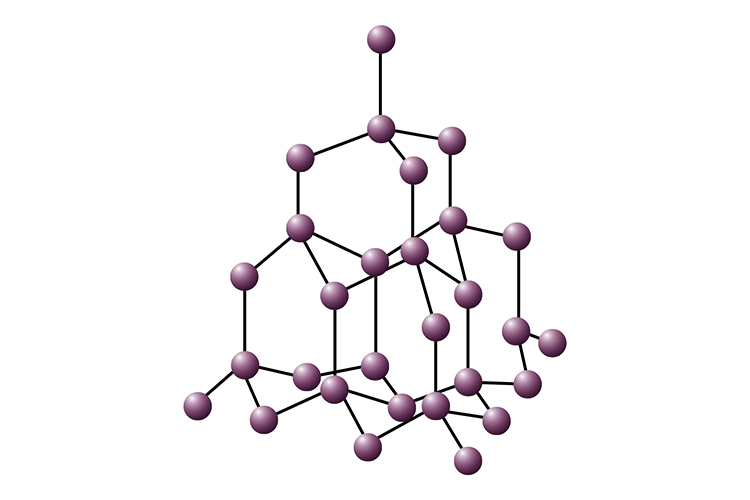 image of the structure of diamond and that it contains only diamond atoms